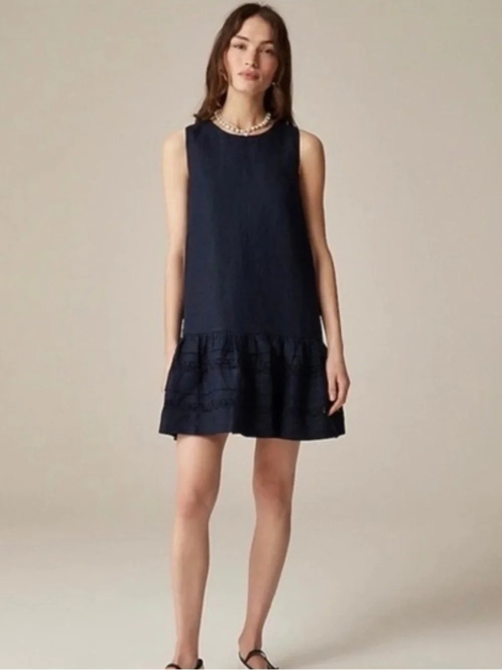 NWOT J. Crew Maxine Navy Blue Ruffle Hem Dress size XS